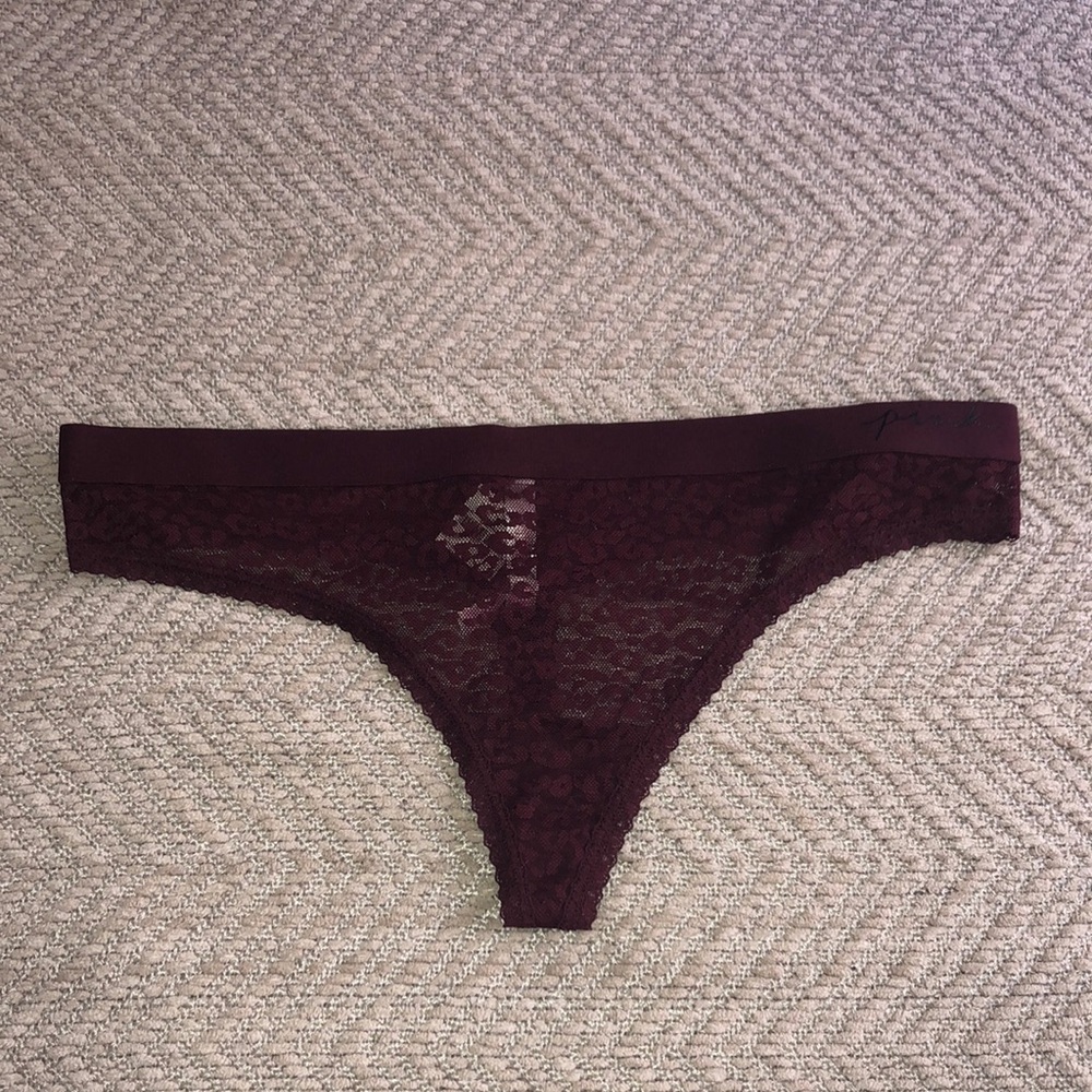 PINK Victoria's Secret Lace Panties - Burgundy